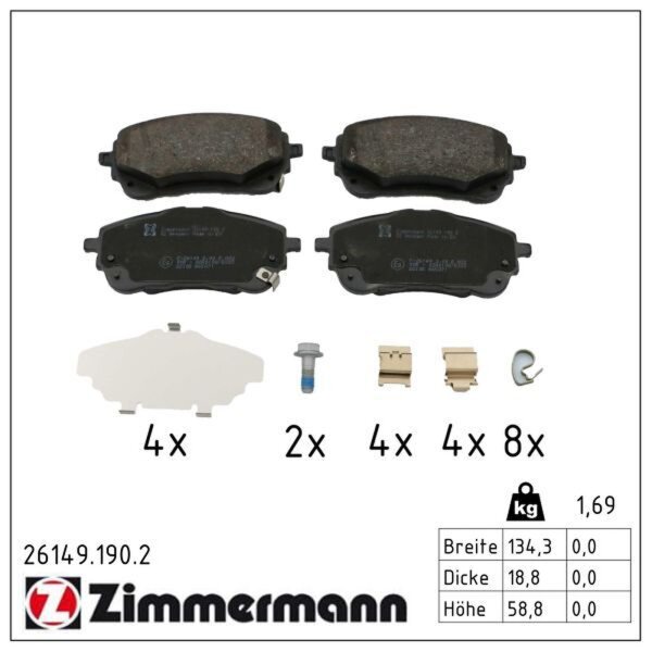 ZIMMERMANN 26149.190.2 Bremsbelagsatz, Scheibenbremse