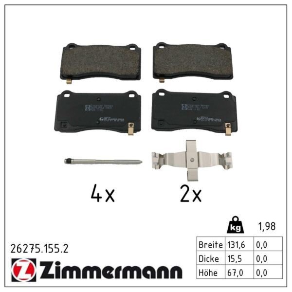 ZIMMERMANN 26275.155.2 Bremsbelagsatz, Scheibenbremse