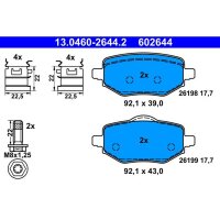 ATE 13.0460-2644.2 Bremsbelagsatz, Scheibenbremse