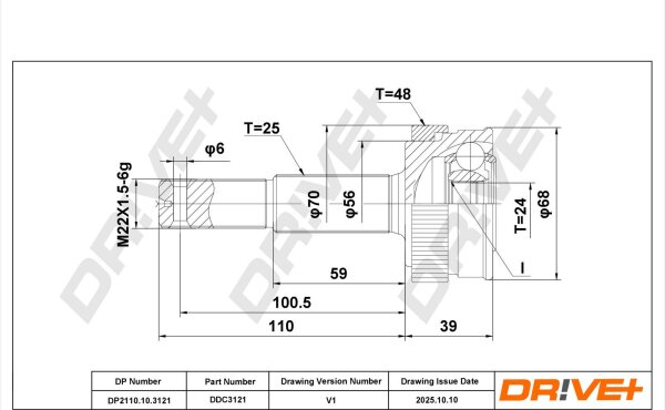 DR!VE+ DP2110.10.3121 Gelenksatz, Antriebswelle