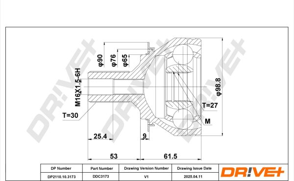 DR!VE+ DP2110.10.3173 Gelenksatz, Antriebswelle