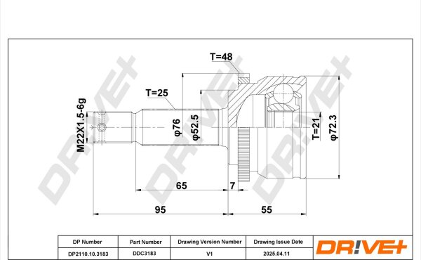 DR!VE+ DP2110.10.3183 Gelenksatz, Antriebswelle