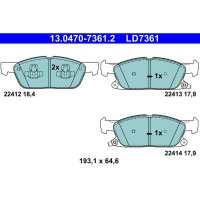 ATE 13.0470-7361.2 Bremsbelagsatz, Scheibenbremse
