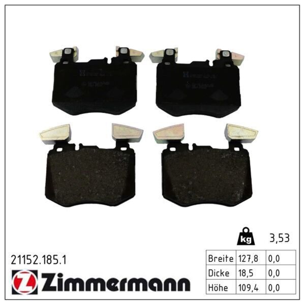 ZIMMERMANN 21152.185.1 Bremsbelagsatz, Scheibenbremse