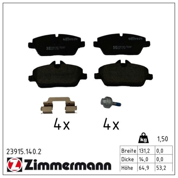 ZIMMERMANN 23915.140.2 Bremsbelagsatz, Scheibenbremse