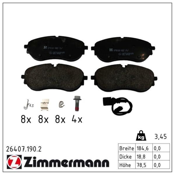 ZIMMERMANN 26407.190.2 Bremsbelagsatz, Scheibenbremse
