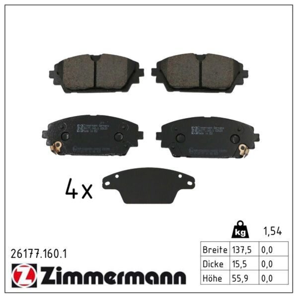 ZIMMERMANN 26177.160.1 Bremsbelagsatz, Scheibenbremse