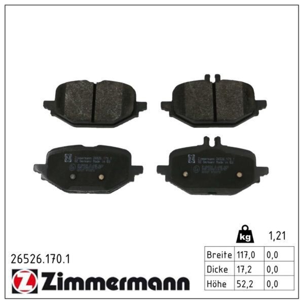 ZIMMERMANN 26526.170.1 Bremsbelagsatz, Scheibenbremse