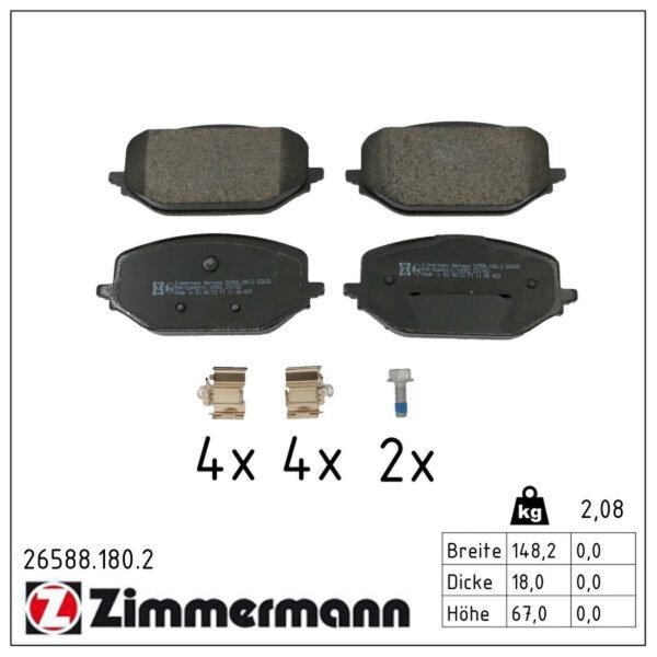 ZIMMERMANN 26588.180.2 Bremsbelagsatz, Scheibenbremse