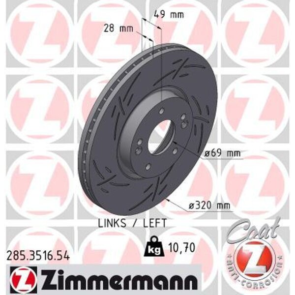 ZIMMERMANN 285.3516.54 Bremsscheibe