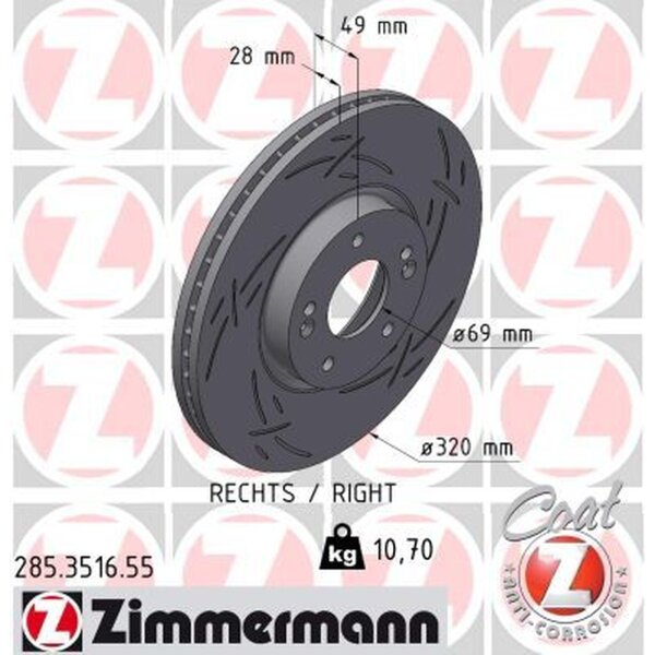 ZIMMERMANN 285.3516.55 Bremsscheibe