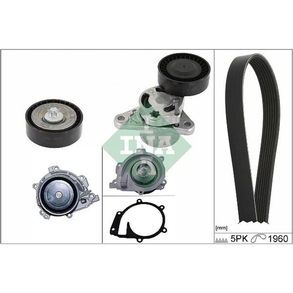 Schaeffler INA 529 0487 30 Wasserpumpe + Keilrippenriemensatz
