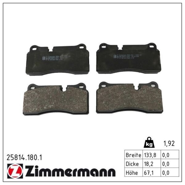 ZIMMERMANN 25814.180.1 Bremsbelagsatz, Scheibenbremse