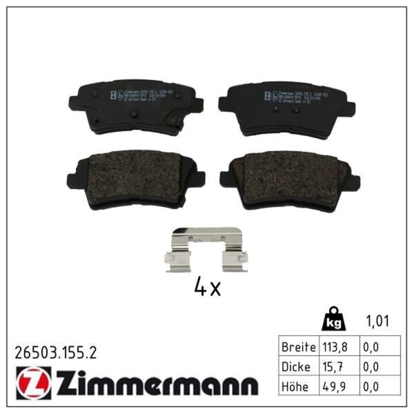 ZIMMERMANN 26503.155.2 Bremsbelagsatz, Scheibenbremse