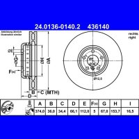 ATE 24.0136-0140.2 Bremsscheibe