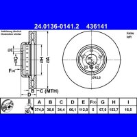 ATE 24.0136-0141.2 Bremsscheibe