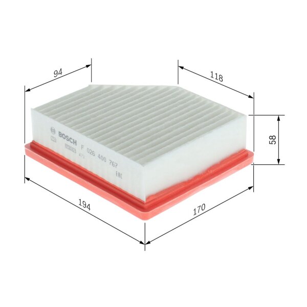 BOSCH F 026 400 767 Luftfilter