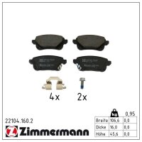 ZIMMERMANN 22104.160.2 Bremsbelagsatz, Scheibenbremse