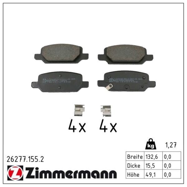 ZIMMERMANN 26277.155.2 Bremsbelagsatz, Scheibenbremse