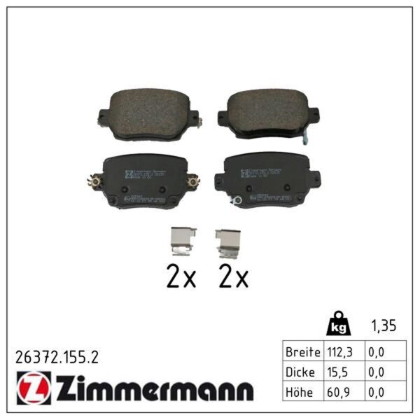 ZIMMERMANN 26372.155.2 Bremsbelagsatz, Scheibenbremse