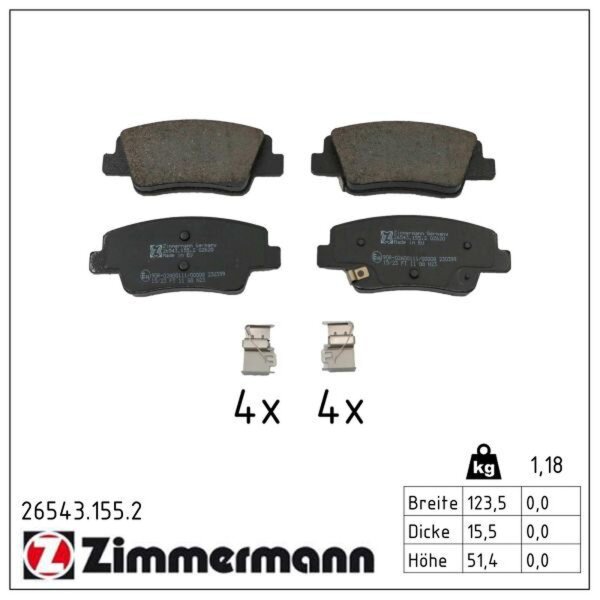ZIMMERMANN 26543.155.2 Bremsbelagsatz, Scheibenbremse