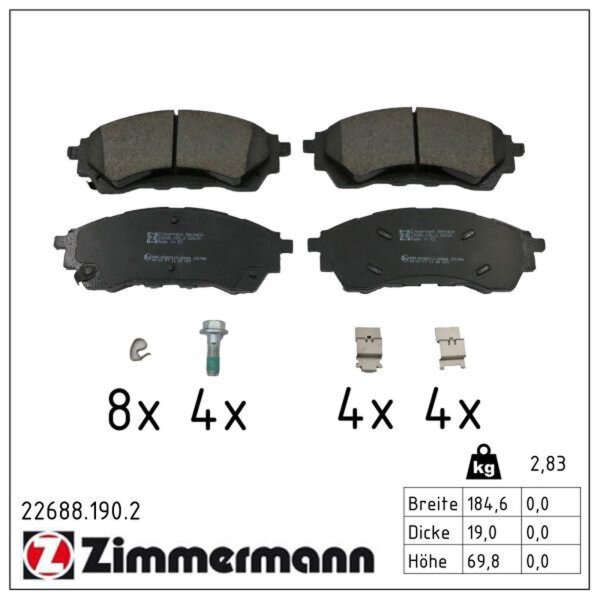 ZIMMERMANN 22688.190.2 Bremsbelagsatz, Scheibenbremse