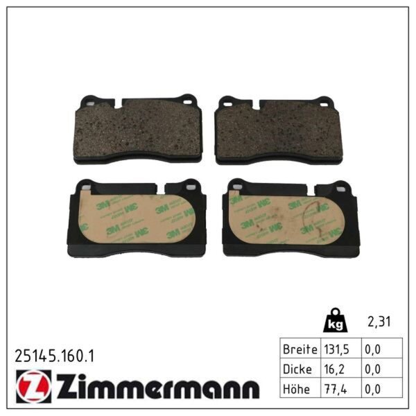 ZIMMERMANN 25145.160.1 Bremsbelagsatz, Scheibenbremse