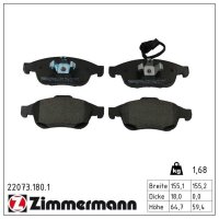 ZIMMERMANN 22073.180.1 Bremsbelagsatz, Scheibenbremse