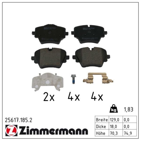 ZIMMERMANN 25617.185.2 Bremsbelagsatz, Scheibenbremse
