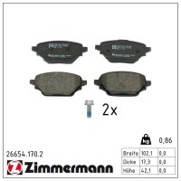 ZIMMERMANN 26654.170.2 Bremsbelagsatz, Scheibenbremse