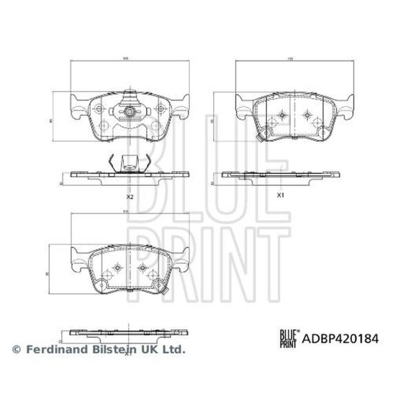 BLUE PRINT ADBP420184 Bremsbelagsatz, Scheibenbremse