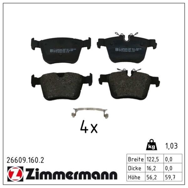 ZIMMERMANN 26609.160.2 Bremsbelagsatz, Scheibenbremse