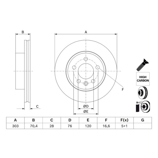 BOSCH 0 986 479 J83 Bremsscheibe