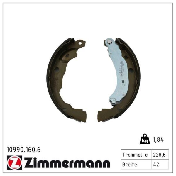 ZIMMERMANN 10990.160.6 Bremsbackensatz, Feststellbremse