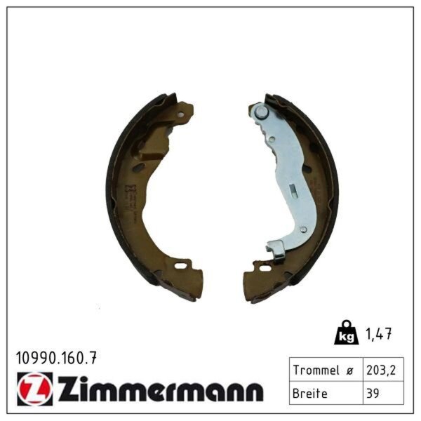 ZIMMERMANN 10990.160.7 Bremsbackensatz, Feststellbremse