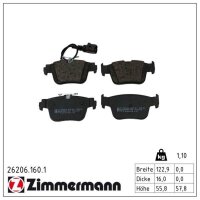 ZIMMERMANN 26206.160.1 Bremsbelagsatz, Scheibenbremse