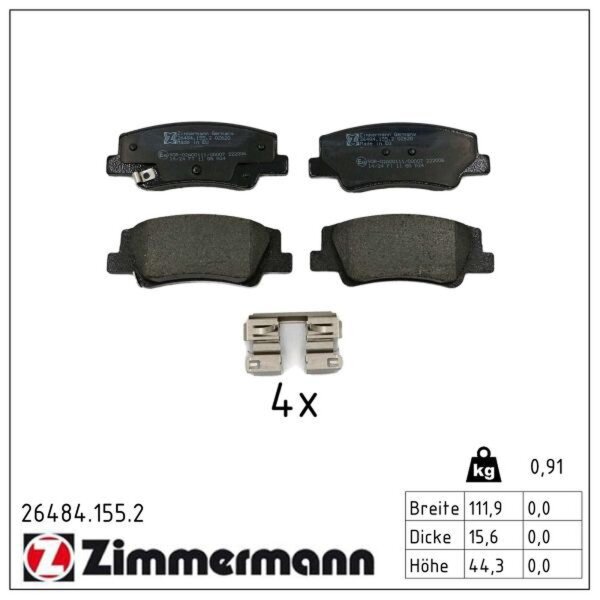 ZIMMERMANN 26484.155.2 Bremsbelagsatz, Scheibenbremse