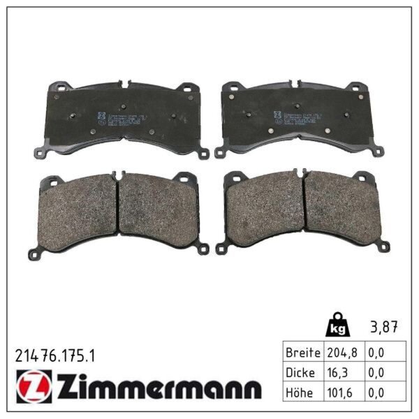 ZIMMERMANN 21476.175.1 Bremsbelagsatz, Scheibenbremse
