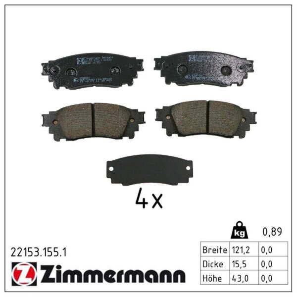 ZIMMERMANN 22153.155.1 Bremsbelagsatz, Scheibenbremse