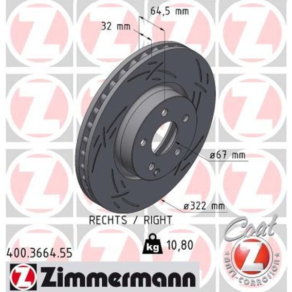 ZIMMERMANN 400.3664.55 Bremsscheibe