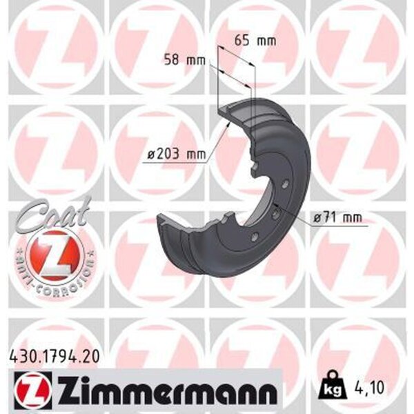 ZIMMERMANN 430.1794.20 Bremstrommel