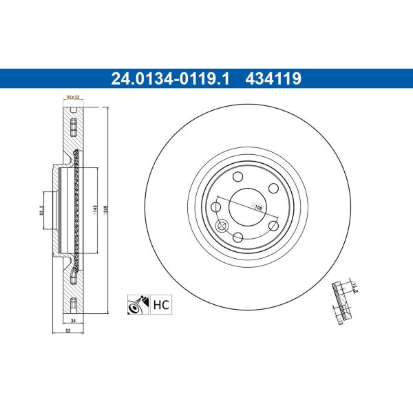 ATE 24.0134-0119.1 Bremsscheibe
