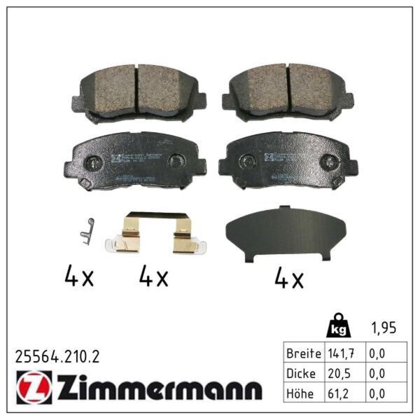 ZIMMERMANN 25564.210.2 Bremsbelagsatz, Scheibenbremse
