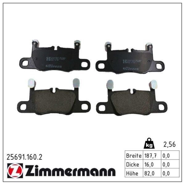 ZIMMERMANN 25691.160.2 Bremsbelagsatz, Scheibenbremse