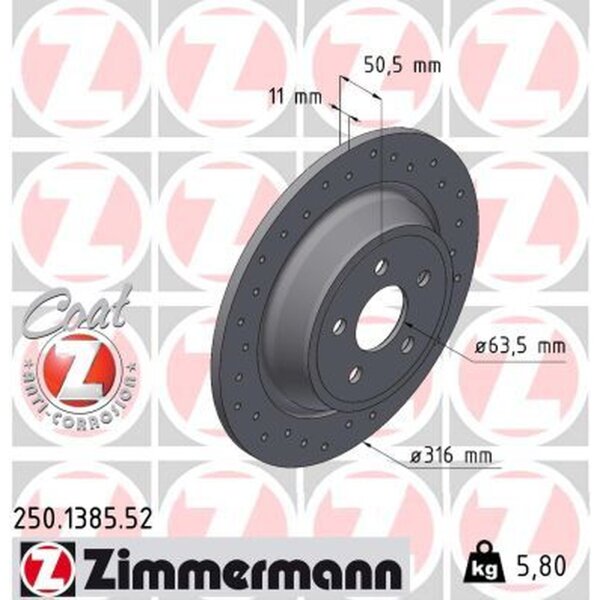 ZIMMERMANN 250.1385.52 Bremsscheibe