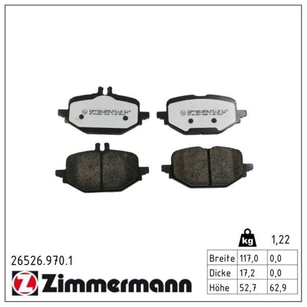 ZIMMERMANN 26526.970.1 Bremsbelagsatz, Scheibenbremse