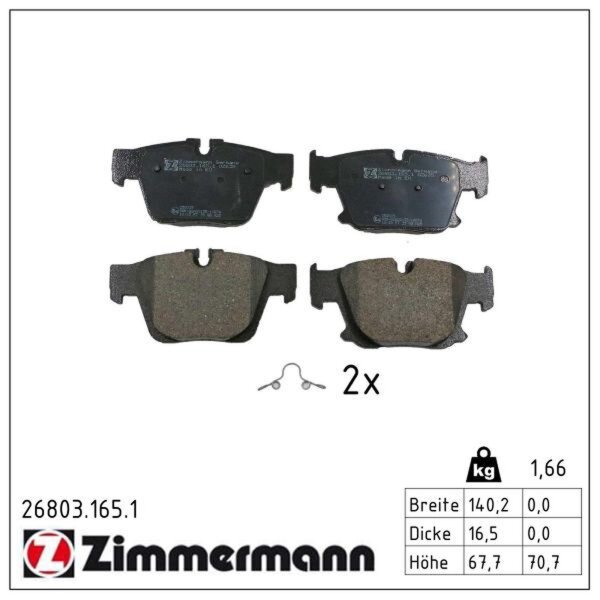 ZIMMERMANN 26803.165.1 Bremsbelagsatz, Scheibenbremse