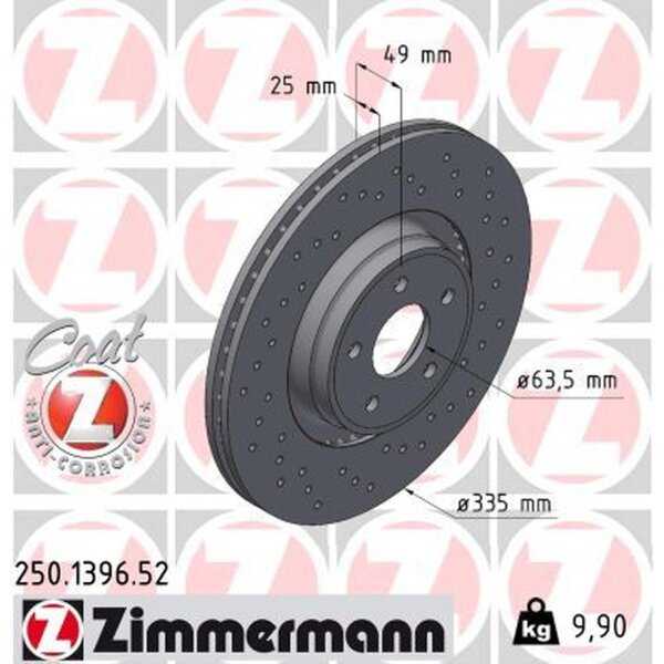 ZIMMERMANN 250.1396.52 Bremsscheibe