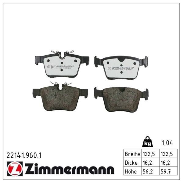 ZIMMERMANN 22141.960.1 Bremsbelagsatz, Scheibenbremse