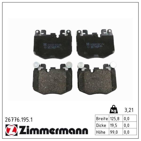 ZIMMERMANN 26776.195.1 Bremsbelagsatz, Scheibenbremse